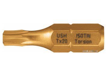 Насадка викруткова USH ISOTIN : TORX T15 x 25 мм. Torsion, титанове покриття. Уп. 10 шт.