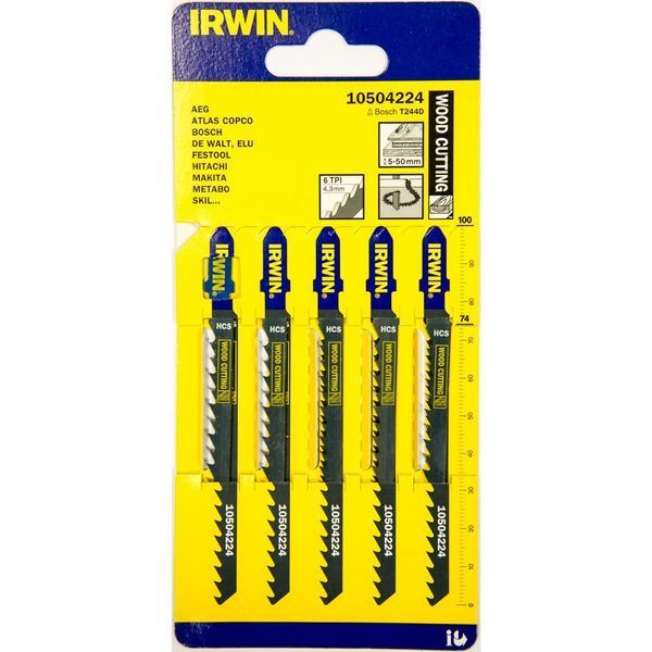 Пилка по дереву для электролобзика Т-хвостовик 5 шт (100/6/Т244D) 10504224 фото