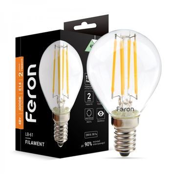 Светодиодная лампа Feron Filament LB-61 4Вт E14 4000K 548 фото