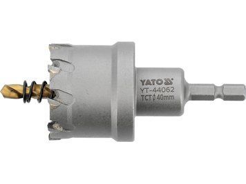 Свердло коронка по металу TCT YATO: &Oslash;40 x103 мм, товщ. до 25мм, з напрямним, 6-гран. хвост 1/4" [10]