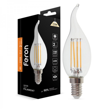 Светодиодная лампа Feron Filament LB-59 4Вт E14 2700K свеча на ветру 557 фото