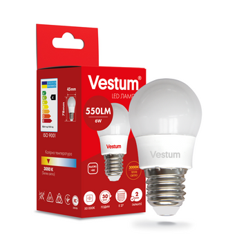 Светодиодная лампа Vestum G45 6W 3000K 220V E27 1-VS-1202 1-VS-1202 фото
