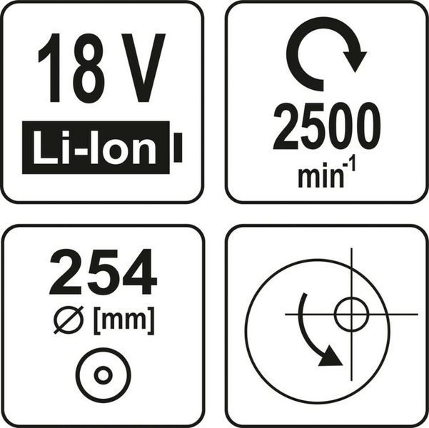 Полірувальна машина акумуляторна YATO &Oslash;= 250 мм Li-Ion 18 В,2500 об/хв, (БЕЗ АКУМУЛЯТОРА) DW