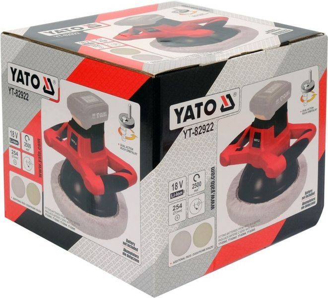 Полірувальна машина акумуляторна YATO &Oslash;= 250 мм Li-Ion 18 В,2500 об/хв, (БЕЗ АКУМУЛЯТОРА) DW
