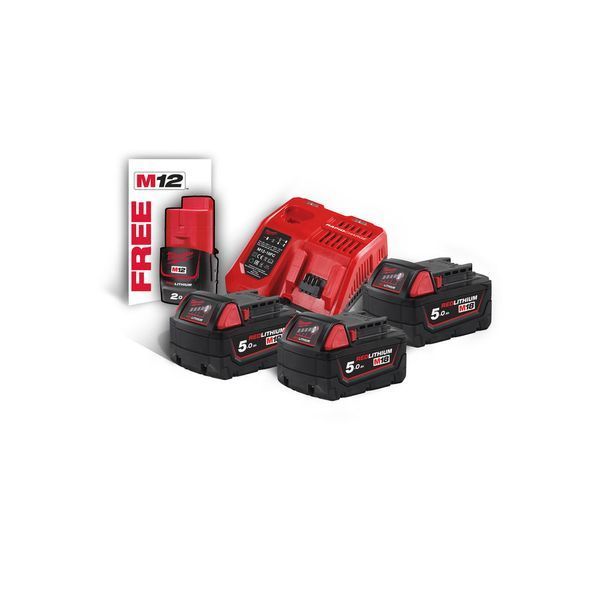 Энергокомплект MILWAUKEE M18 NRG-503 (ЗУ M12-18FC+3акк.Х5А В5) + подарок аккумулятор M12 B2 4933451423 фото