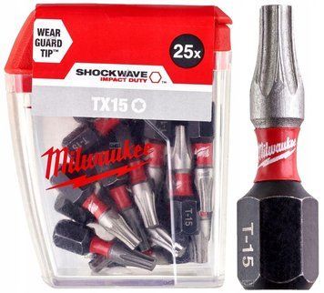 Бита SHOCKWAVE MILWAUKEE, TX15, 25мм, (25шт) 4932430873 фото