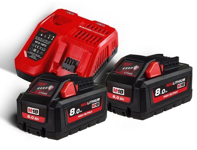 Энергокомплект MILWAUKEE M18 NRG-802 (ЗУ M12-18FC+2акк.Х8Ач HВ8) + подарок аккумулятор M12 B4 4933471073 фото