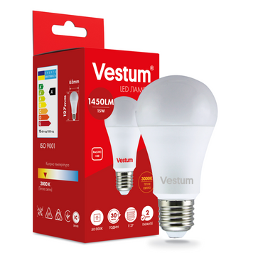 Светодиодная лампа Vestum A65 15W 3000K 220V E27 1-VS-1102 1-VS-1102 фото