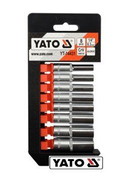 Набір головок торцевих подовжених YATO : квадрат 1/4", М 5,5-13 мм, L= 50 мм. 8 Шт. [10/20]