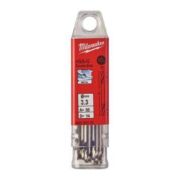Сверло по металлу HSS-G MILWAUKEE, DIN 1412 C, &Oslash;3,3х49х12мм. двухстороннее, (10шт)