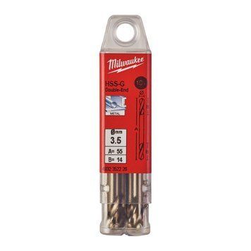 Сверло по металлу HSS-G MILWAUKEE, DIN 1412 C, &Oslash;3,5х52х14мм, двухстороннее, (10шт)