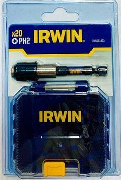 Бита IMPACT PRO 1/4"/25мм PH2 20шт + держатель, IRWIN IW6061323 фото