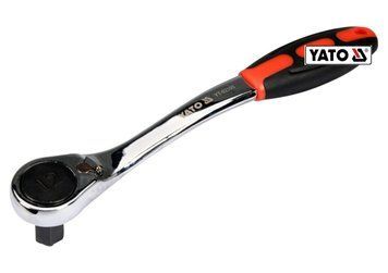Тріщатка з шестигранником, вигнута YATO: HEX12, HRC 42-48, 72T, Cr-V, з прогумованою ручкою (DW)