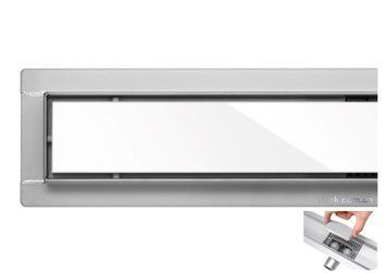 Трап підлоговий для душу з нержавіючої сталі "WHITE GLASS" FALA; 70х 7х 7 см [6]