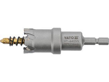 Свердло коронка по металу TCT YATO: &Oslash;24 x103 мм, товщ. до 25мм, з напрямним, 6-гран. хвост 1/4" [10]